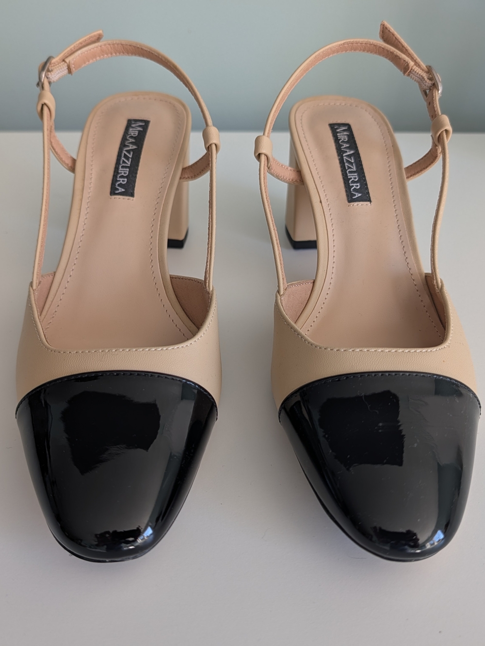 Classic Two-Tone Cap Toe Slingback Heels Mira Azzurra Size 8